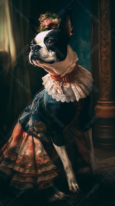 Cão Vestido com Traje Vitoriano de Luxo