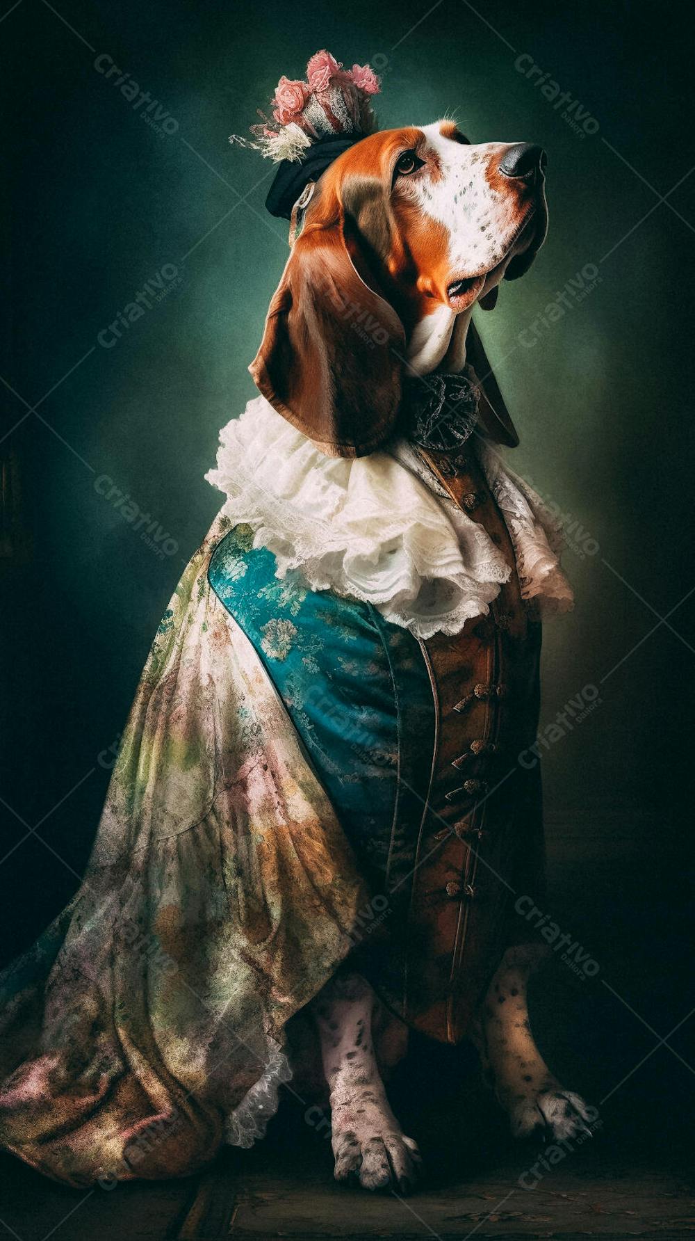 Cão Vestido com Traje Vitoriano de Luxo