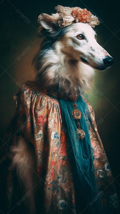 Cão Vestido com Traje Vitoriano de Luxo