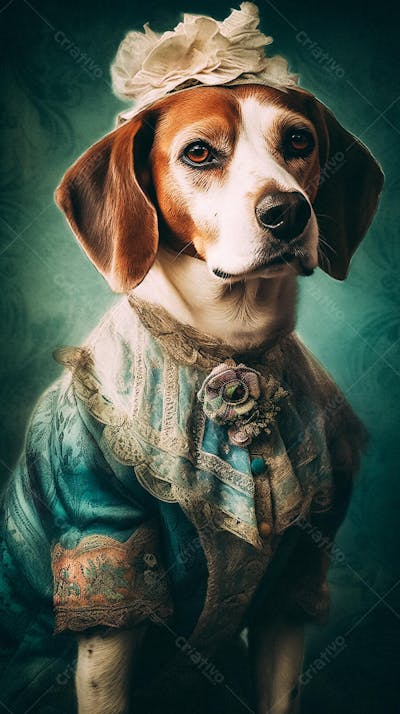 Cão Vestido com Traje Vitoriano de Luxo
