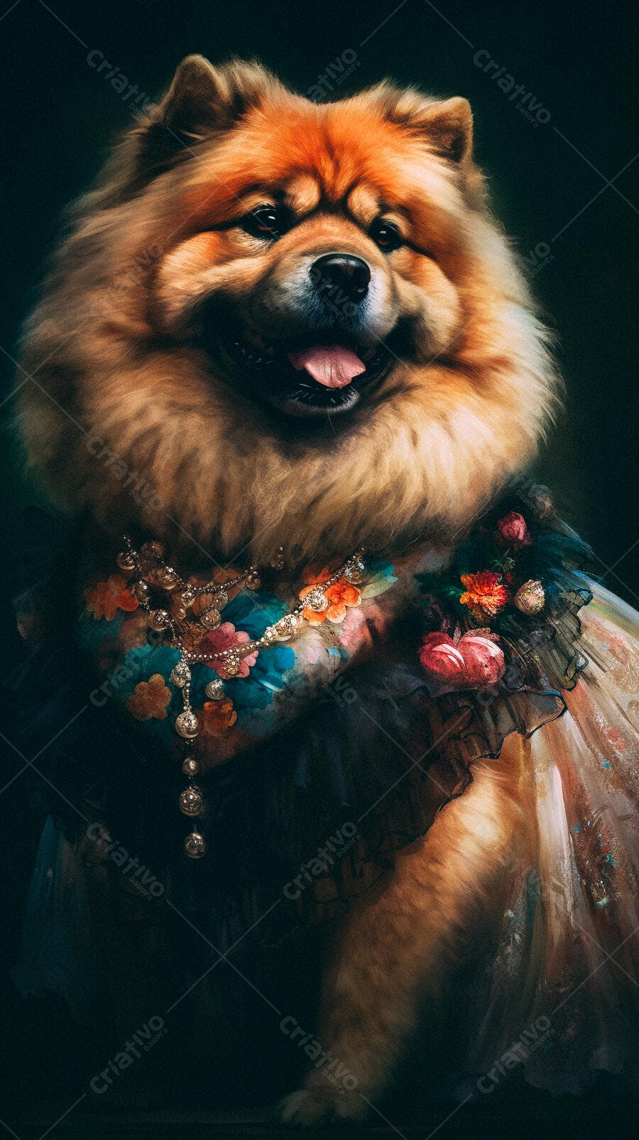 Chow Chow elegante vestido de gala