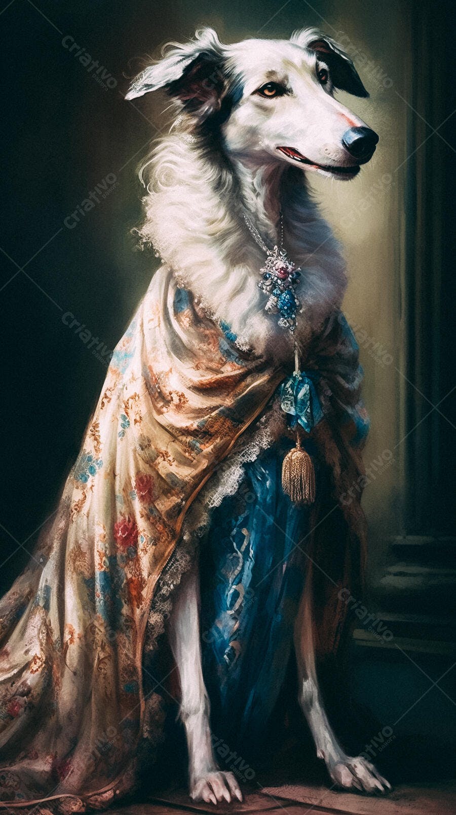 Cachorro elegante em traje real