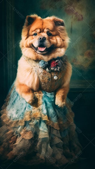 Cão Vestido com Traje Vitoriano de Luxo