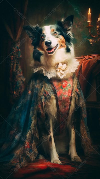 Cão Vestido com Traje Vitoriano de Luxo