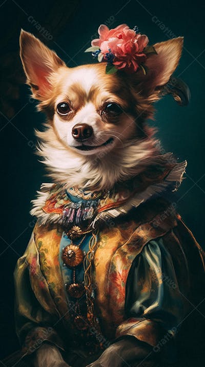 Cão Vestido com Traje Vitoriano de Luxo