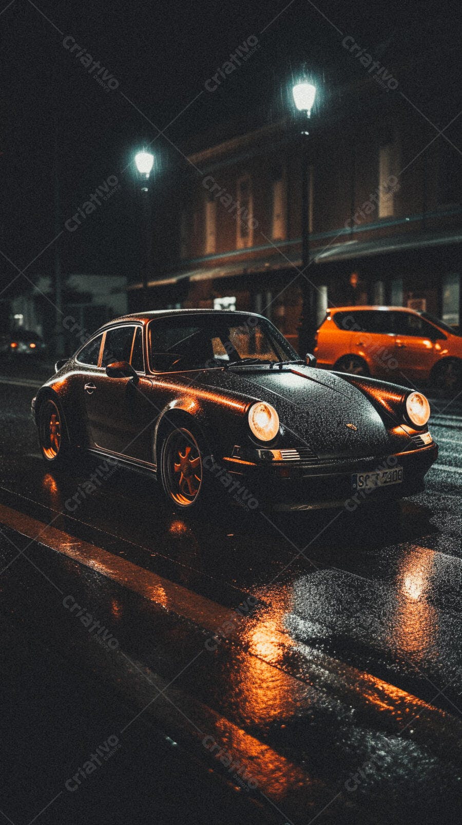 Porsche 911 molhada noite chuvosa