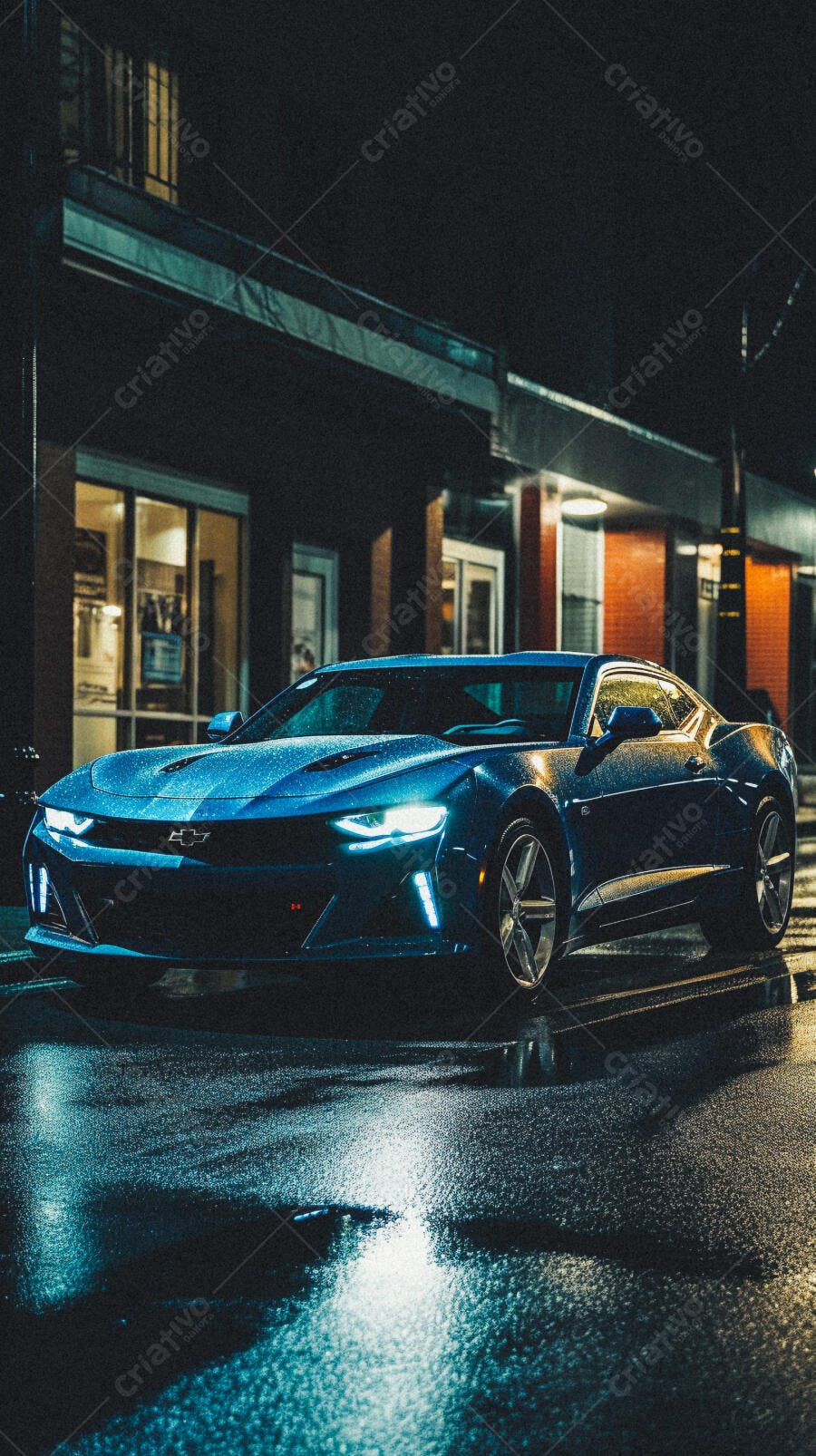 Chevrolet Camaro Azul Noturno Chuvoso