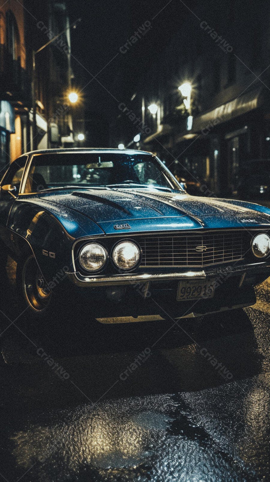 Chevrolet Camaro Azul Noturno Chuvoso