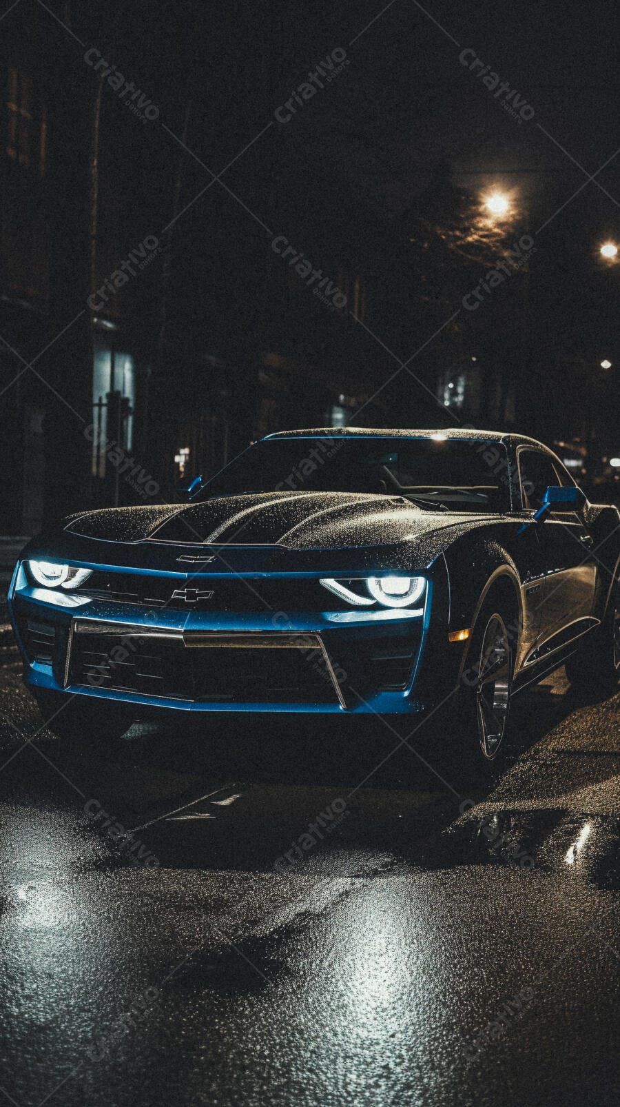 Chevrolet Camaro Azul Noturno Chuvoso