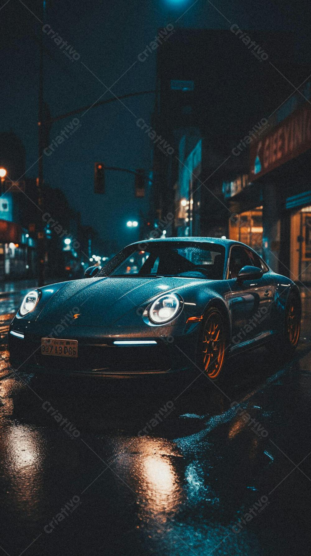 Supercarro Estacionado em Rua Durante a Noite