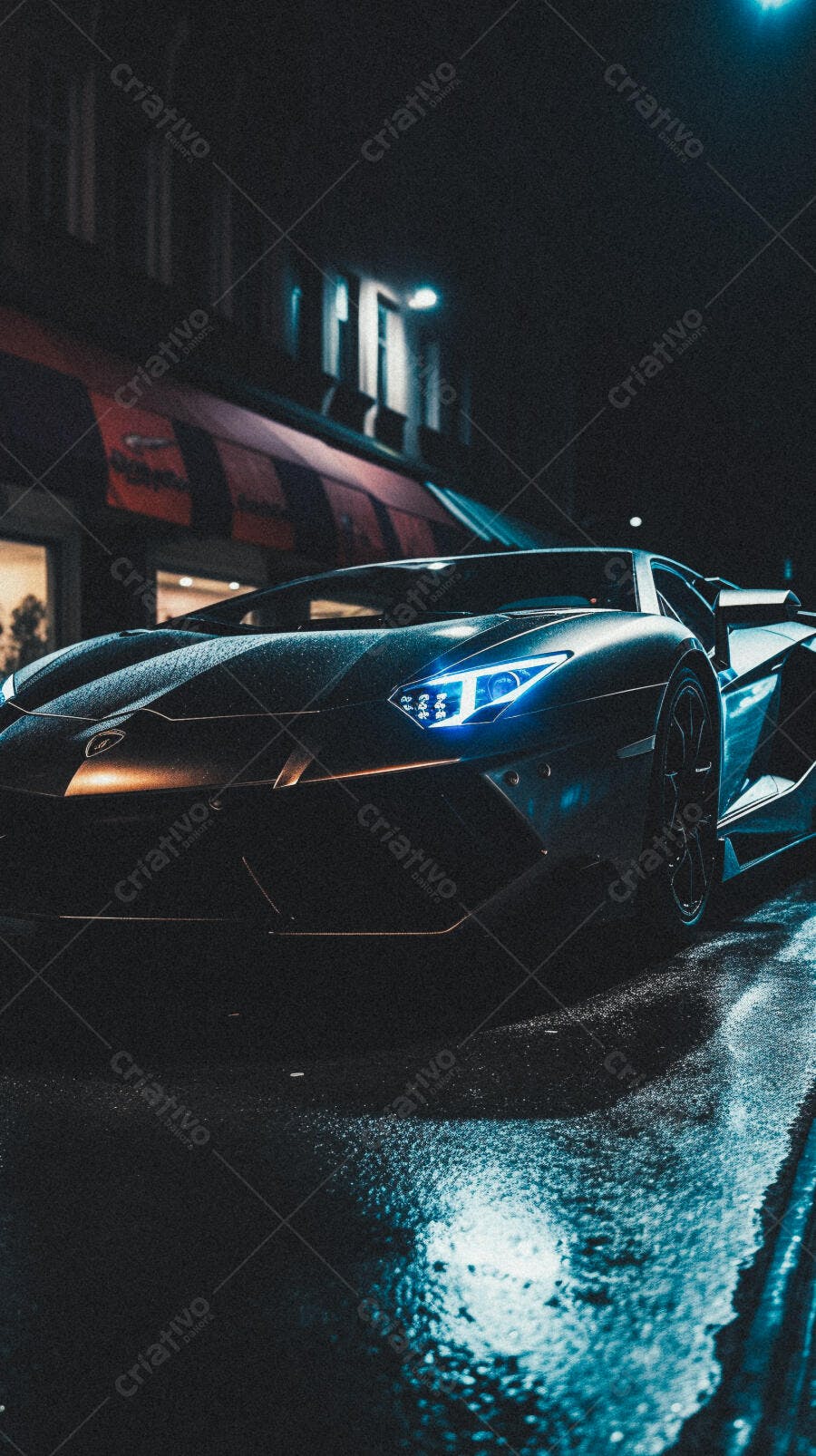Lamborghini Aventador Noturna Chuva