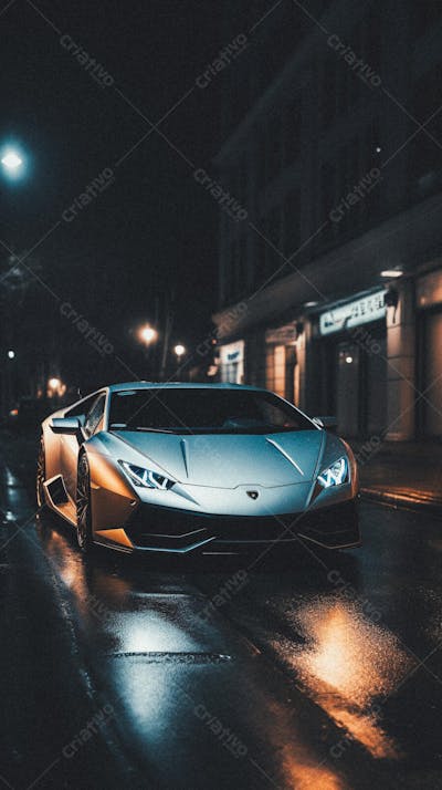 Supercarro Estacionado em Rua Durante a Noite