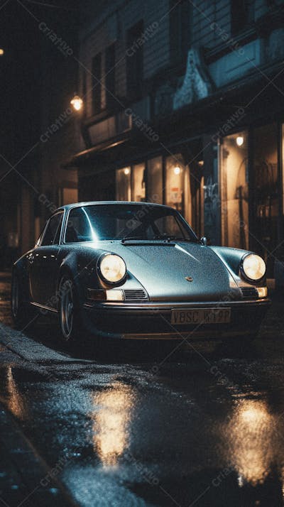 Supercarro Estacionado em Rua Durante a Noite