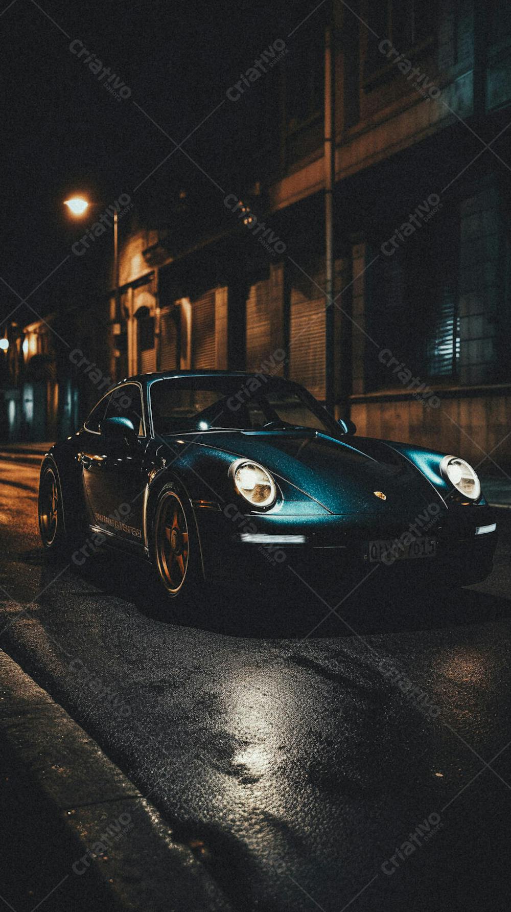 Supercarro Estacionado em Rua Durante a Noite