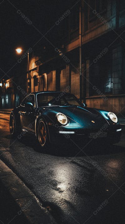 Supercarro Estacionado em Rua Durante a Noite