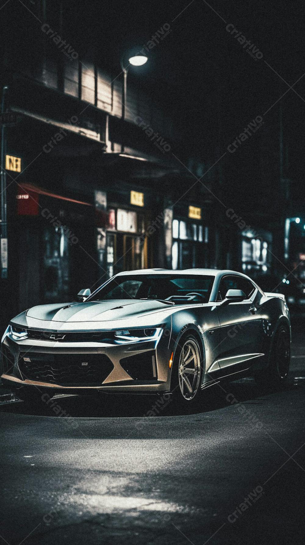 Supercarro Estacionado em Rua Durante a Noite
