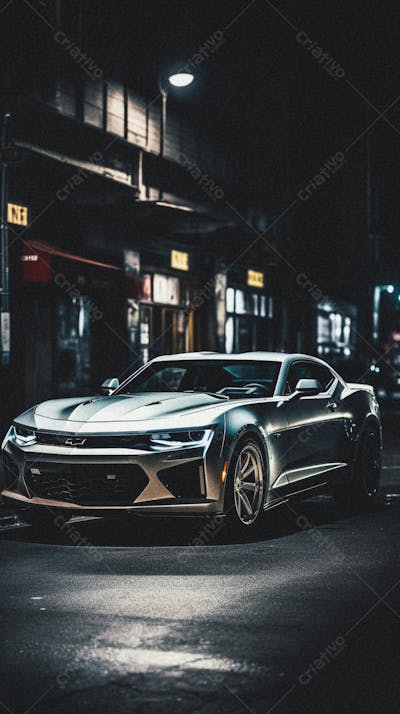 Supercarro Estacionado em Rua Durante a Noite