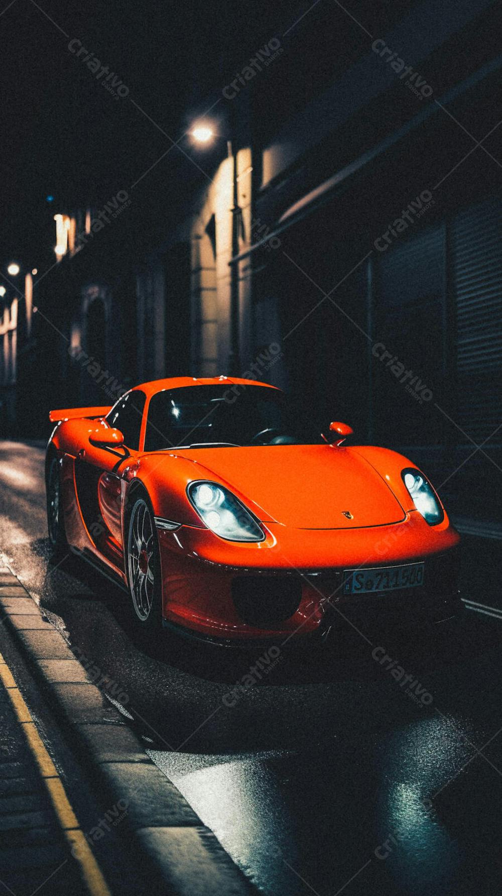 Supercarro Estacionado em Rua Durante a Noite