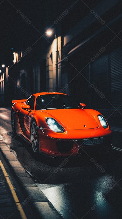 Supercarro Estacionado em Rua Durante a Noite