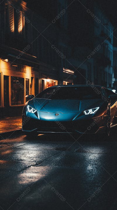 Supercarro Estacionado em Rua Durante a Noite