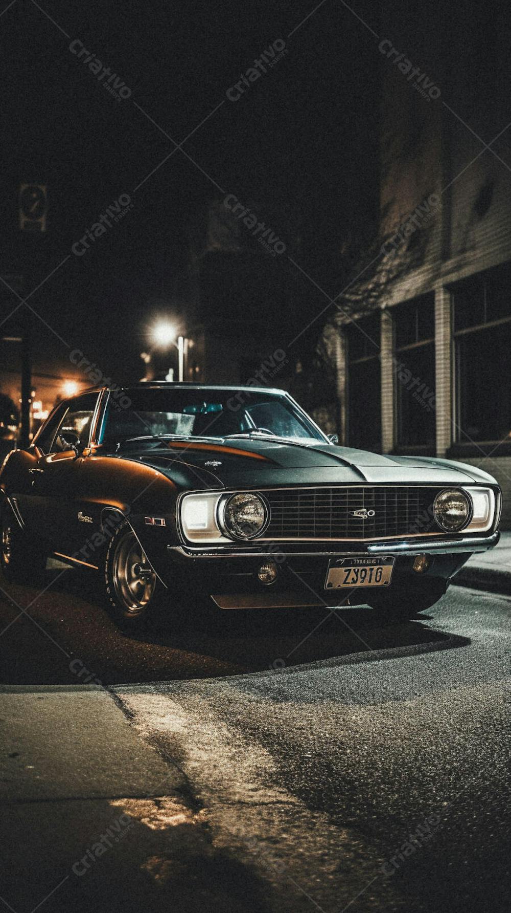 Supercarro Estacionado em Rua Durante a Noite