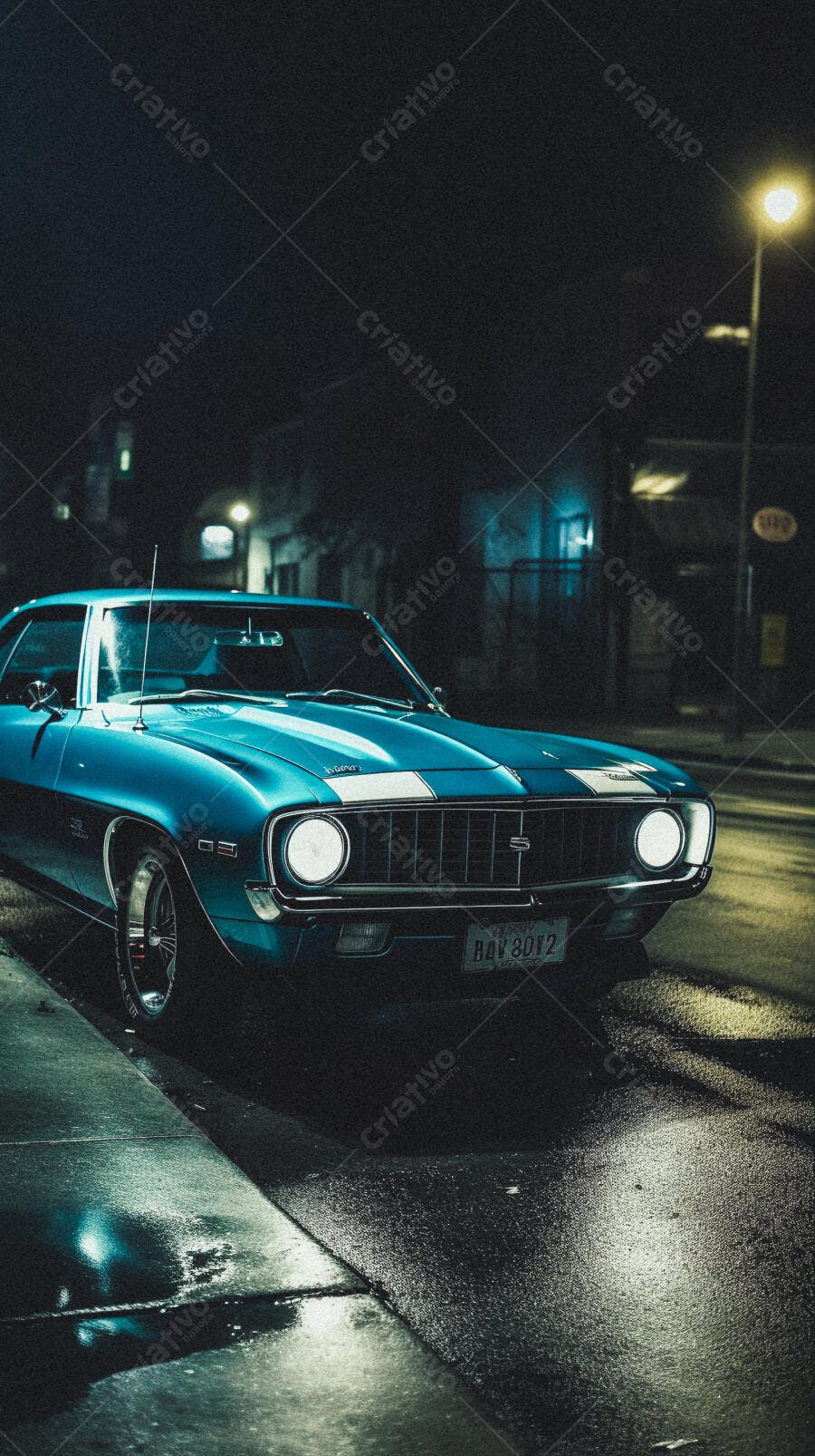 Chevrolet Camaro Azul Noturno Chuvoso
