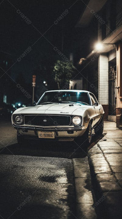Supercarro Estacionado em Rua Durante a Noite