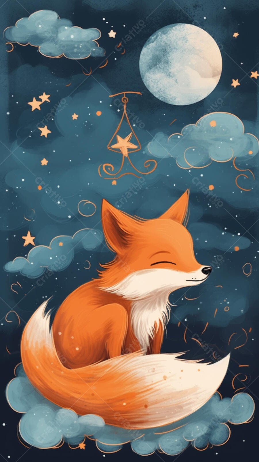 Raposa Laranja em Noite Estrelada