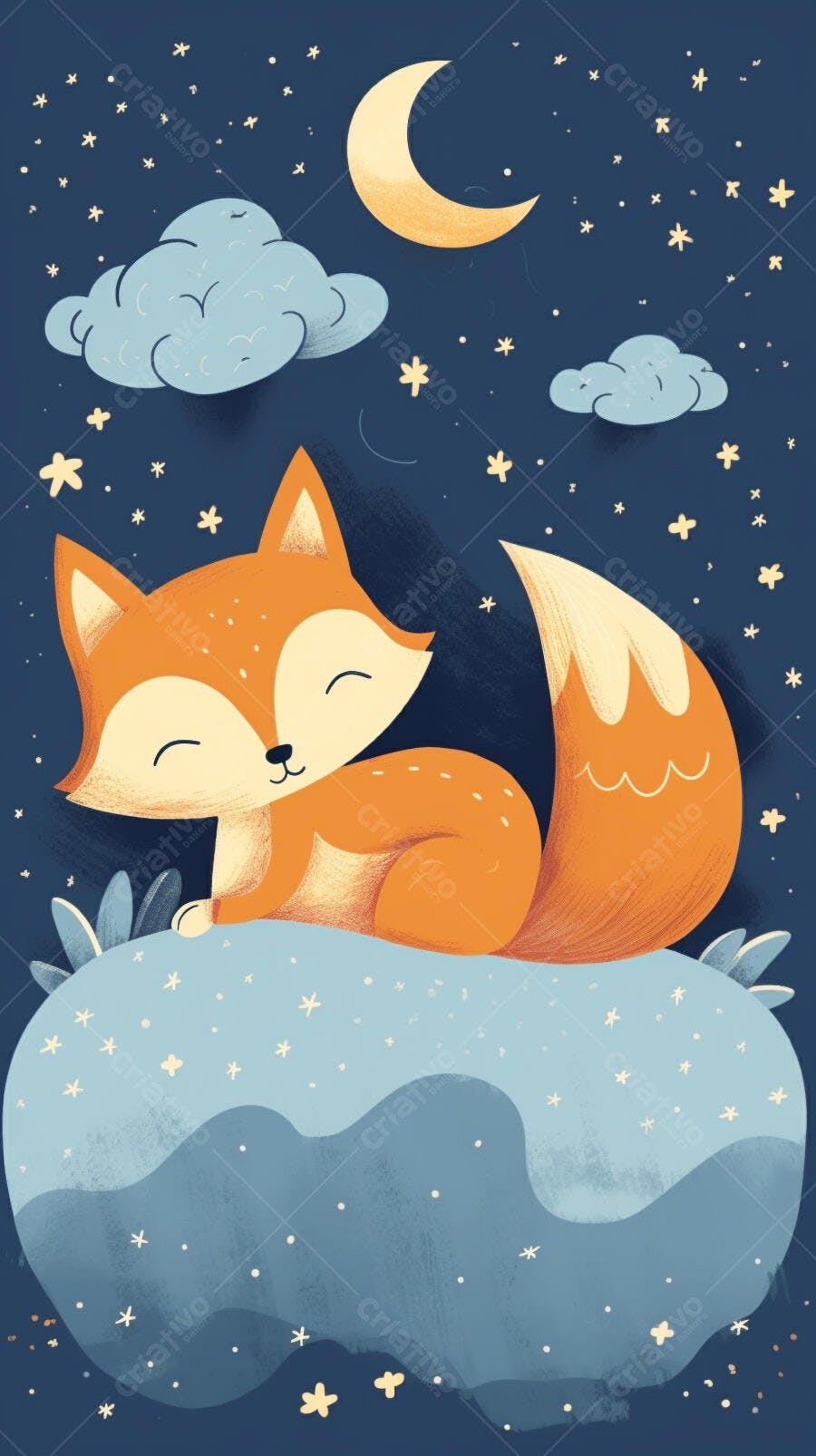 Raposa fofa sob a lua noturna