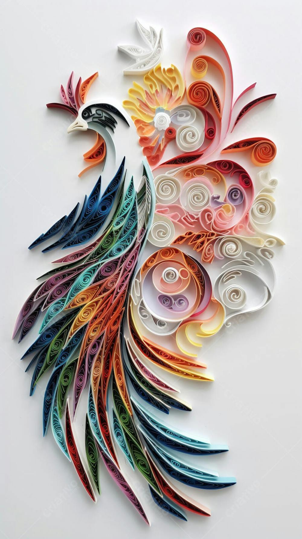 Arte em Papel de Pássaro Feita com Técnica de Quilling