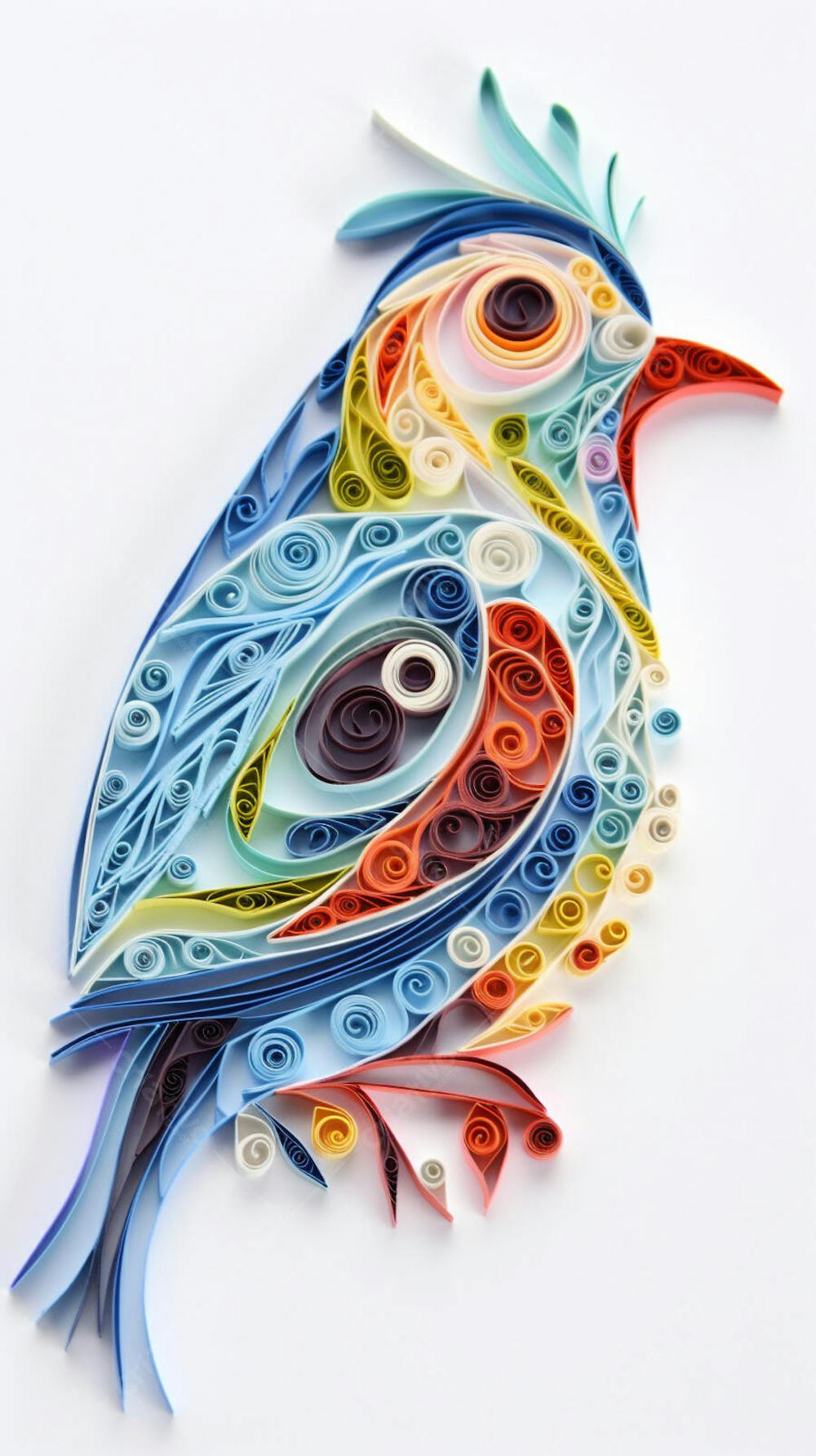Arte em Papel de Pássaro Feita com Técnica de Quilling
