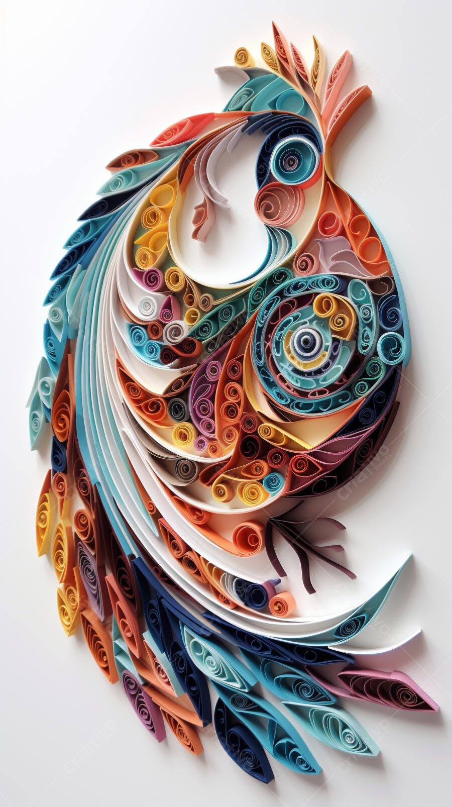 Arte em Papel Colorido Ave Abstrata