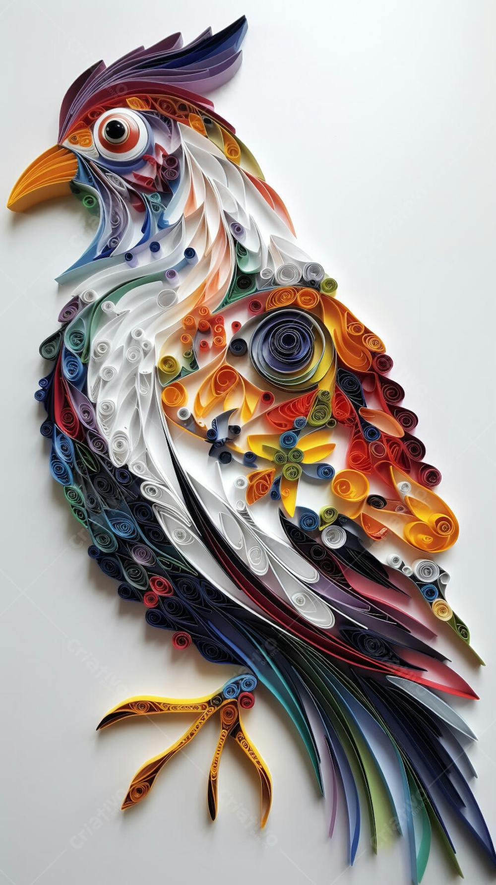 Arte em Papel de Pássaro Feita com Técnica de Quilling