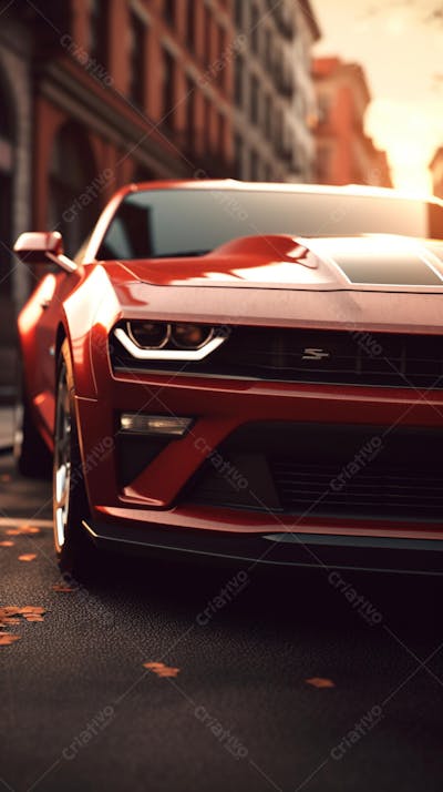 Carro Clássico Muscle Car em Alta Velocidade na Cidade