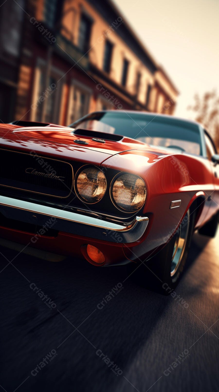 Dodge Challenger Vermelho Clássico na Cidade