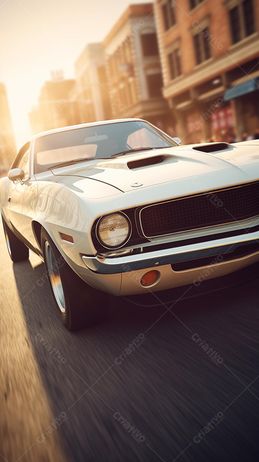 Muscle Car Clássico em Movimento na Cidade