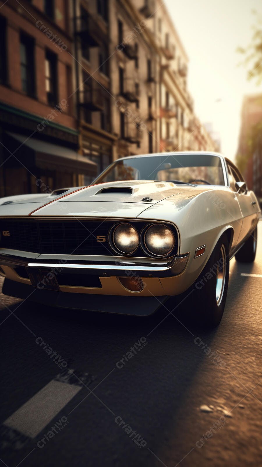 Muscle Car Clássico em Rua Urbana