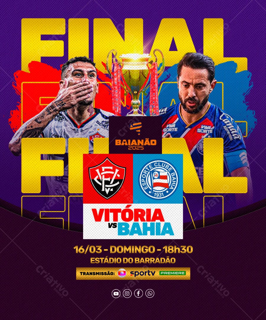 Flyer Final Baianão 2025 Vitória x Bahia PSD Editável