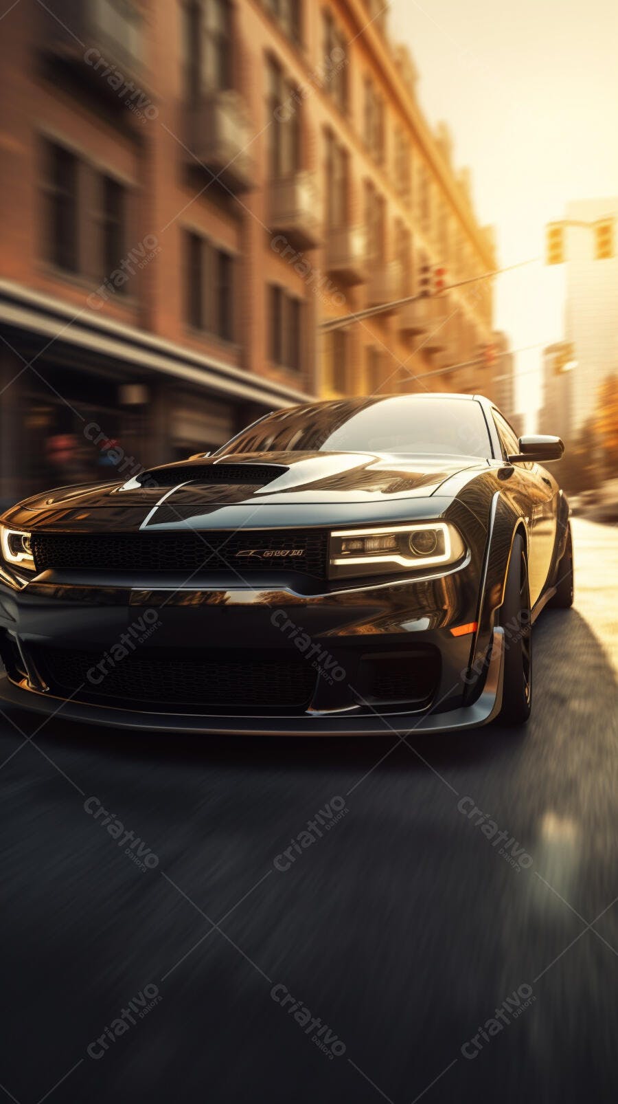 Dodge Charger SRT Hellcat rodando em rua urbana
