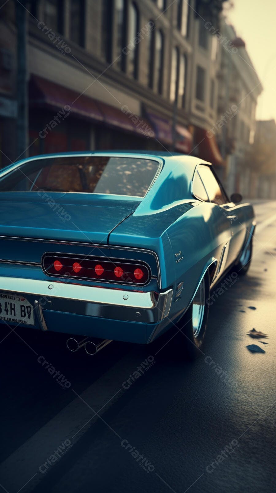 Dodge Charger Azul em Rua Urbana
