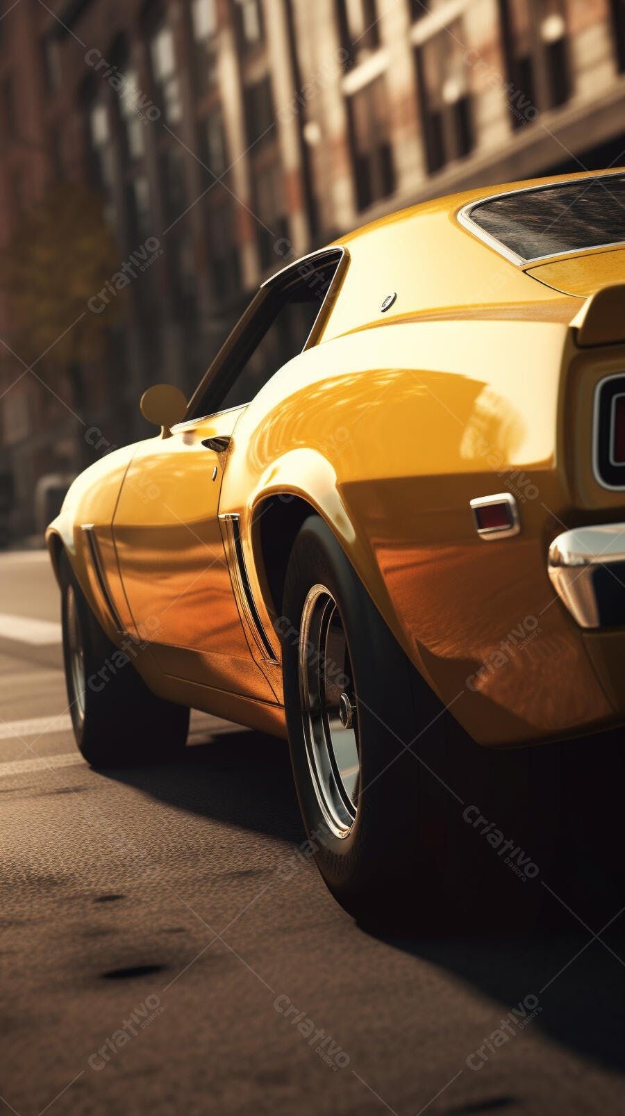 Muscle Car Amarelo Clássico em Rua