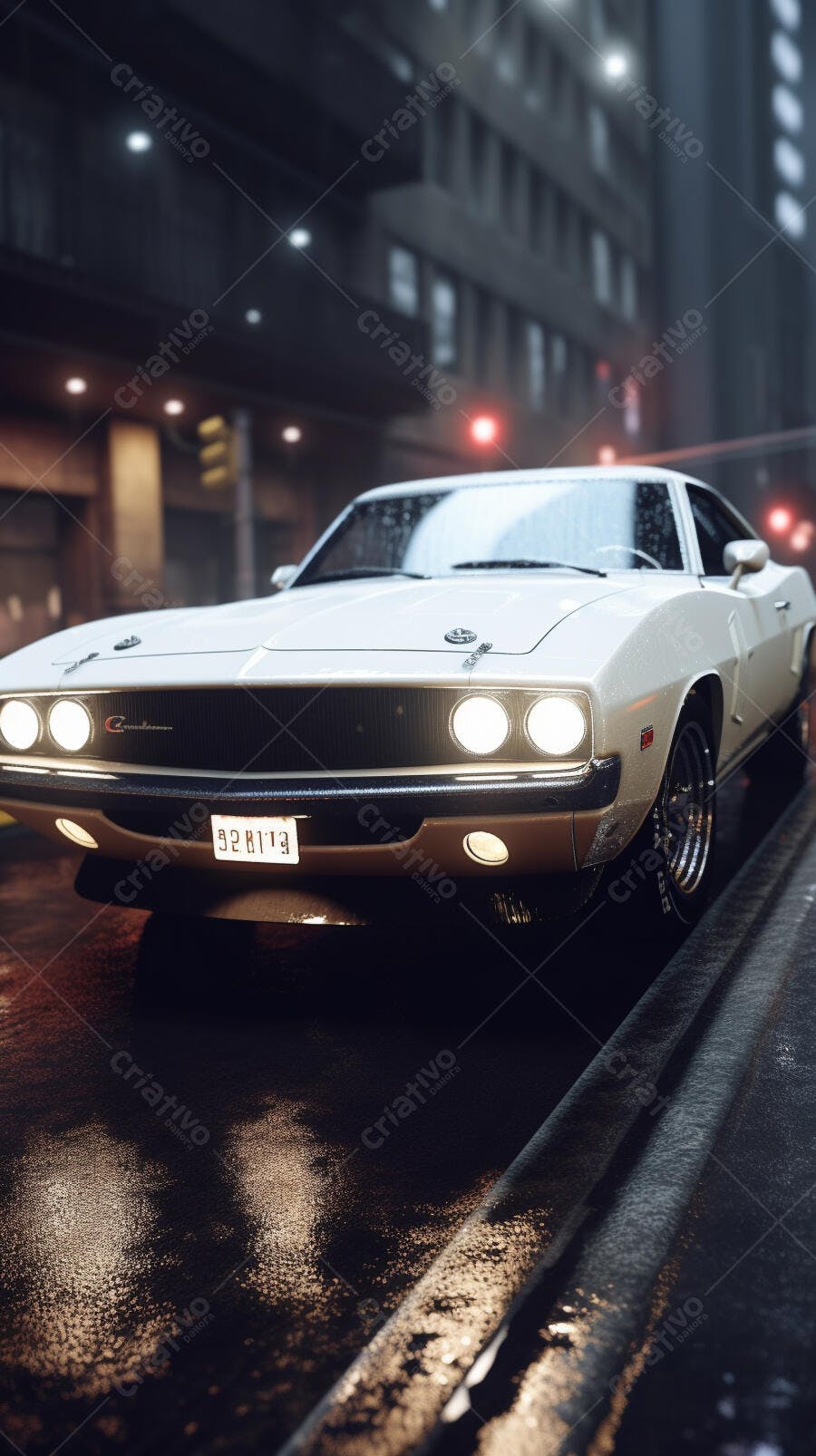 Muscle Car Chuva Noturna Cidade