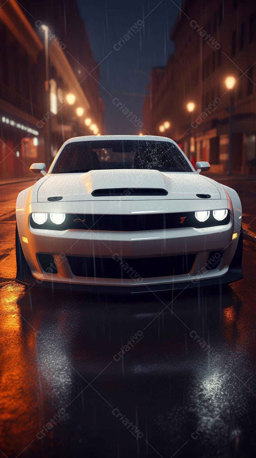 Muscle Car Chuva Noturna Cidade