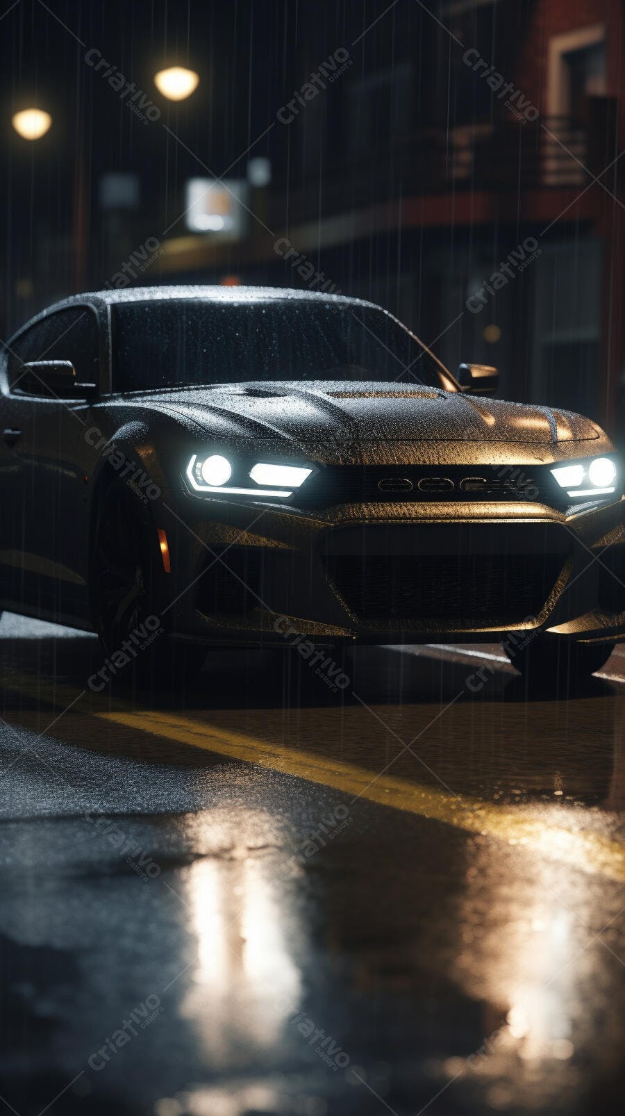 Muscle Car Chuva Noturna Cidade