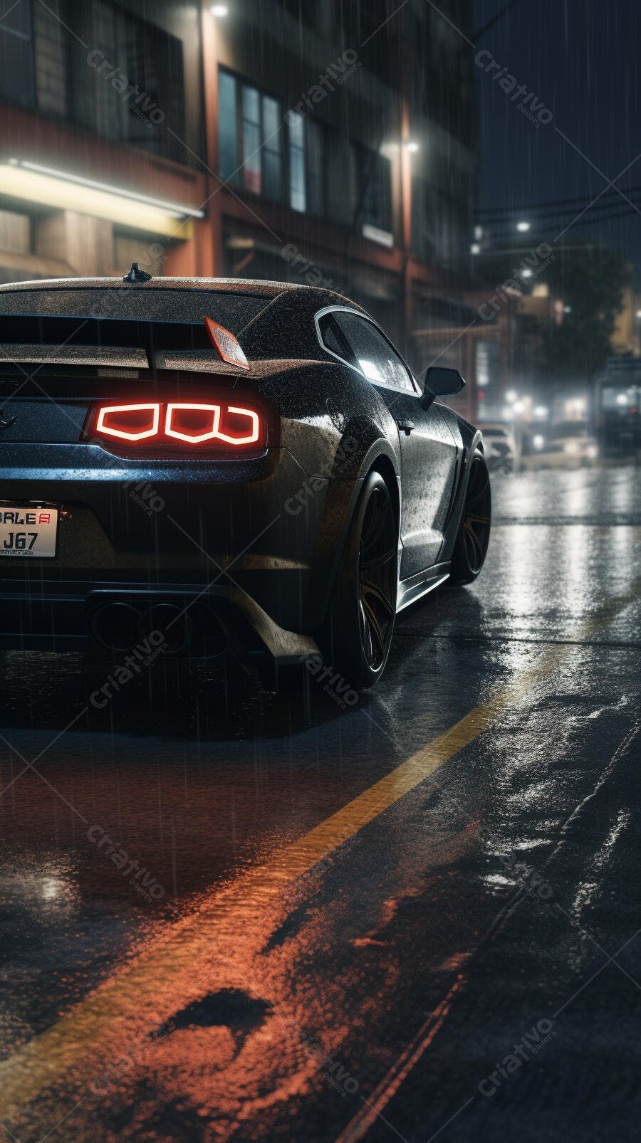 Muscle Car Chuva Noturna Cidade