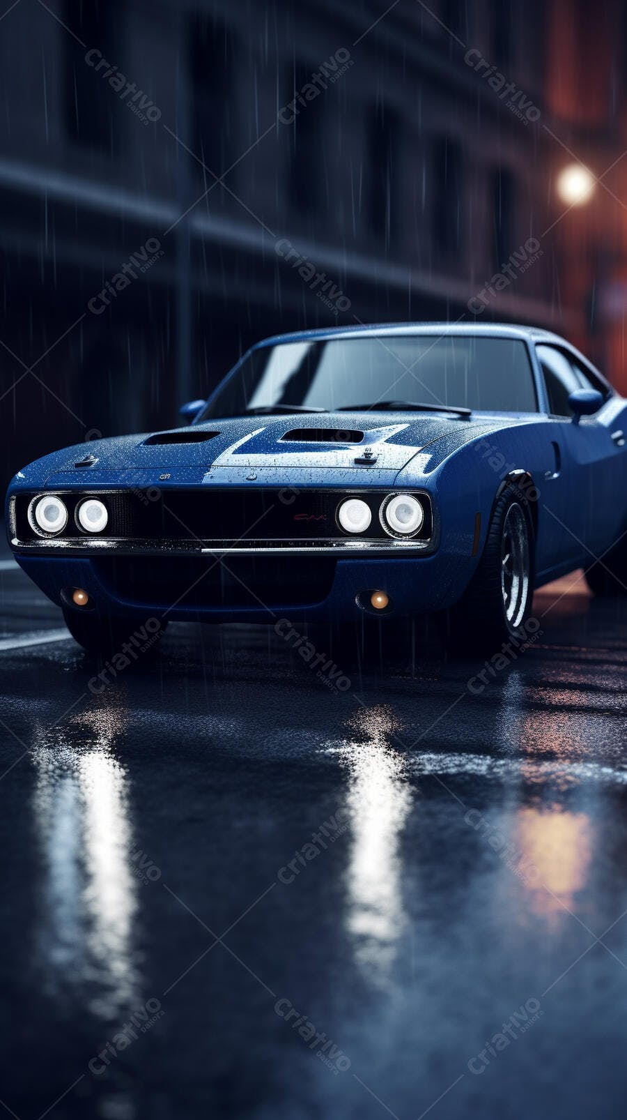 Muscle Car Chuva Noturna Azul Escuro
