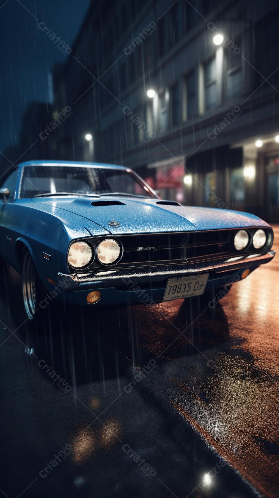 Muscle Car Chuva Noturna Cidade