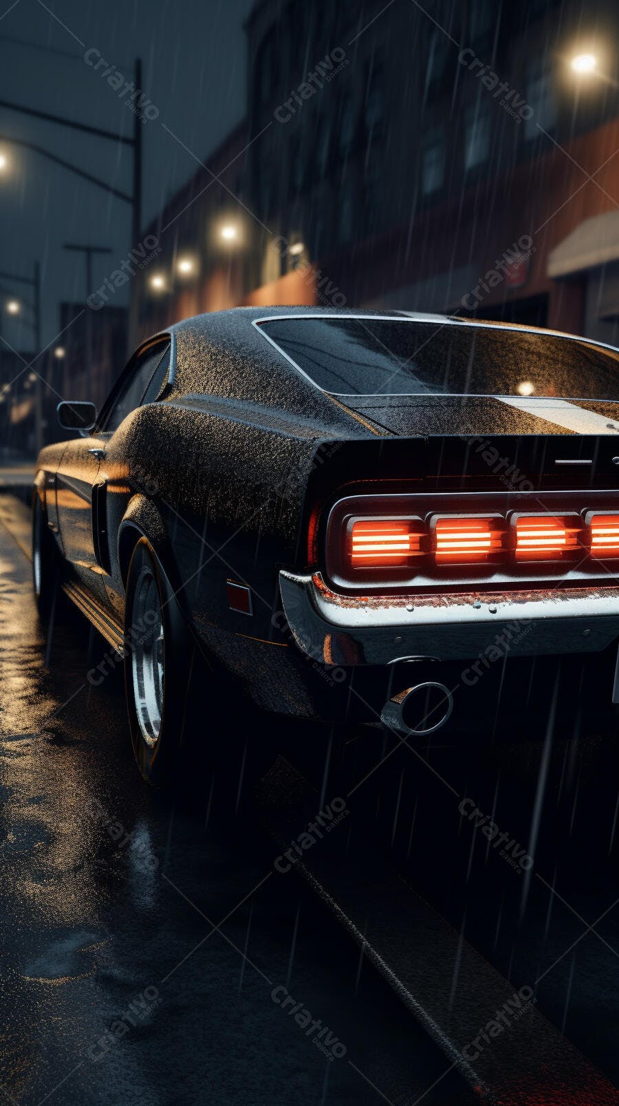 Muscle Car Chuva Noturna Cidade