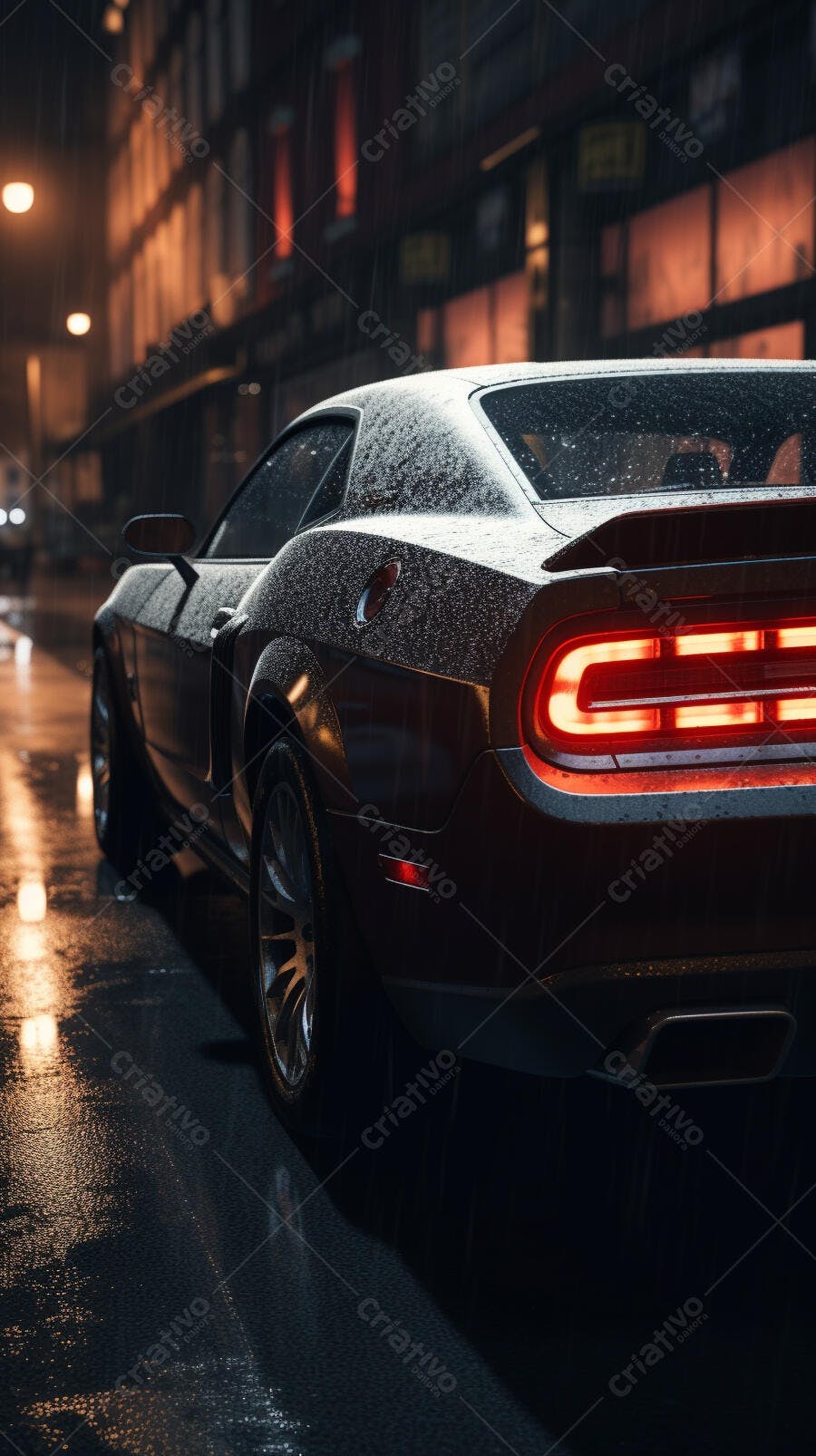 Muscle Car Chuva Noturna Cidade