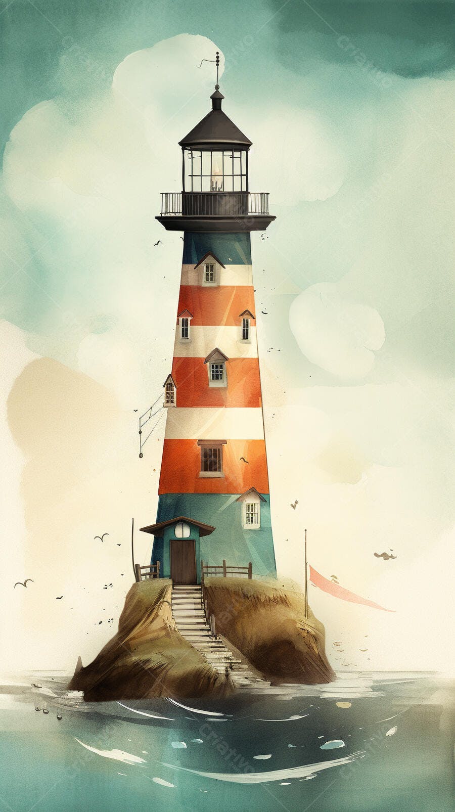 Farol pitoresco em costa rochosa